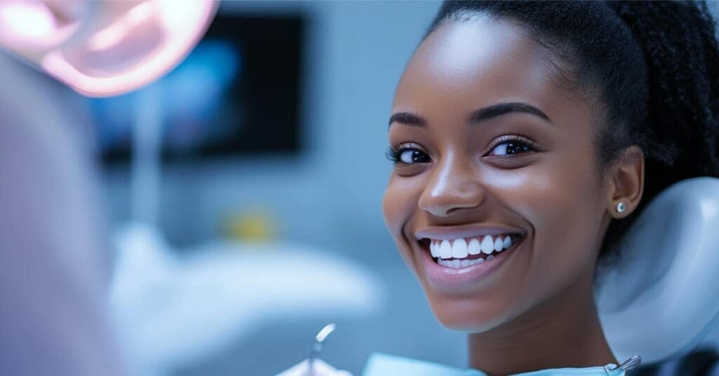 Smiling African American Girl Concept Of Implant Dentistry