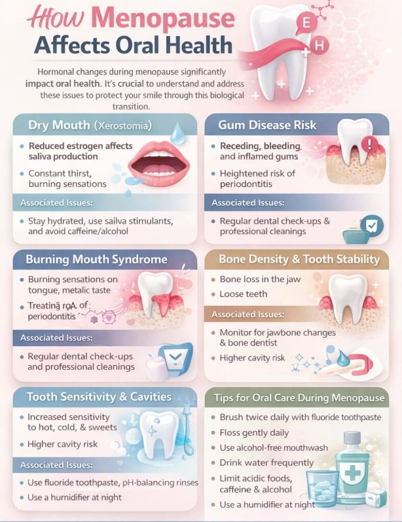 The Impact Menopause Has On Oral Health Menopause Infographic, How Menopause Affects Oral Health
