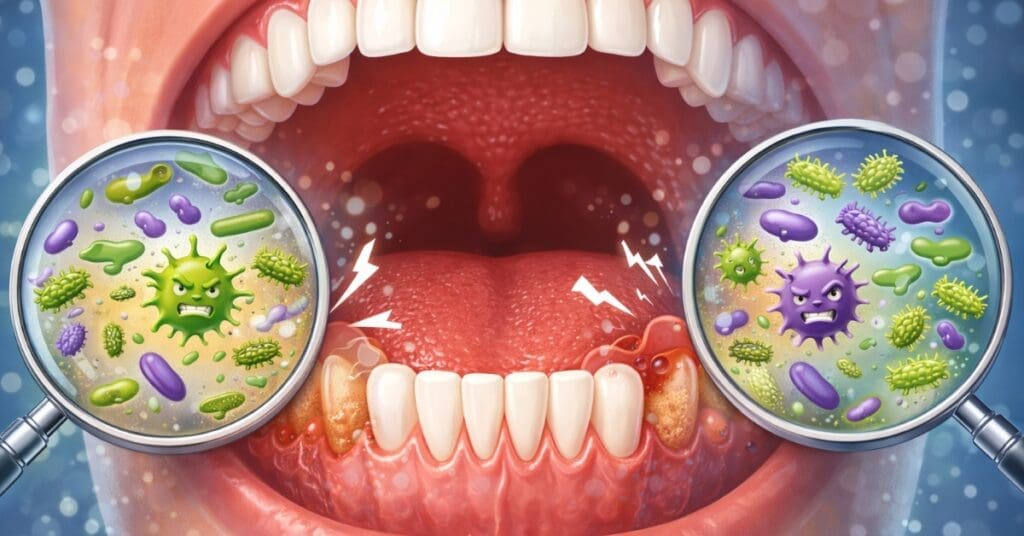 Oral Microbiome Cavities &Amp; Gum Disease, Open Mouth, Teeth, Bacteria