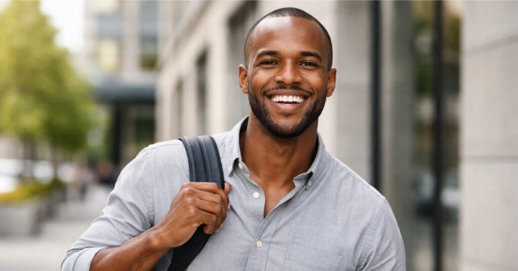 Why Preventive Dental Care Matters For Men Who Delay Treatment Why Men Skip The Dentist Black Man Smiling With Confidence As Part Of The Why Men Skip The Dentist Article